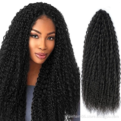Synthetic Kinky Curly Brazilian Long Soft Ombre  Deep Water Wave Crochet Braiding Hair Synthetic Brazilian Braids Hair Extension
